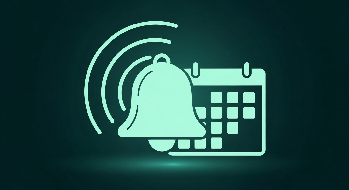Editorial illustration of an appointment calendar with filled slots and a notification bell, representing reducing patient no-shows with reminders