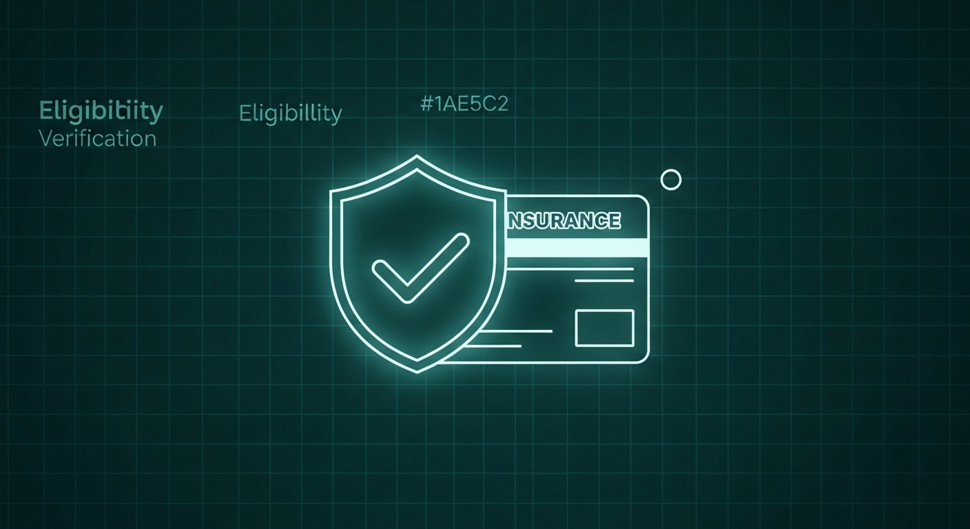 Editorial illustration of a shield with a checkmark over an insurance card, symbolizing eligibility verification